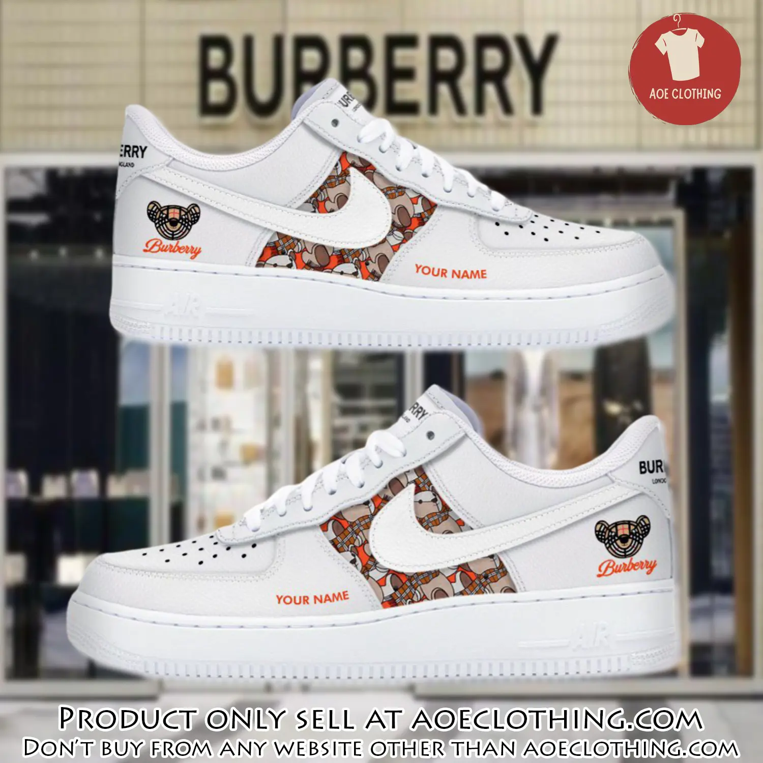 Personalized burberry luxury air force 1 sneakers limited af1 shoes oaf1000 aoe0419377